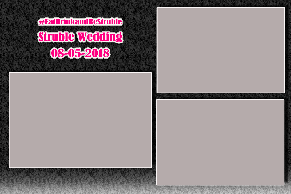 Textured black and white photo booth layout.